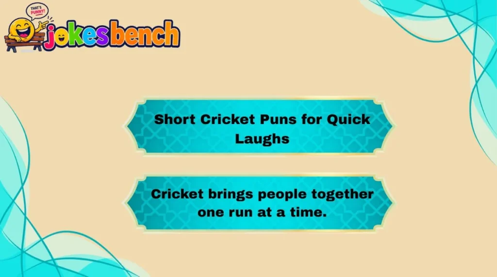 Short Cricket Puns for Quick Laughs